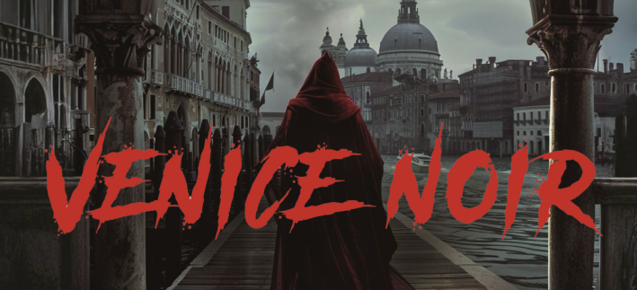 venezia piazza san marco con scritta in rosso venicenoir immagine dal sito web di venice noir