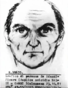 Identikit di persona sospetta, eseguito dall'agente Giovanni Simpatia dopo il delitto di Calenzano del 22 ottobre 1981. Il mostro di Firenze una storia italiana. licenza cc