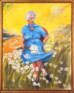 lucy in the field of flowers