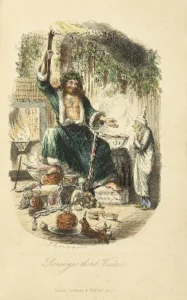 Illustrazione di Father Christmas nel Canto di Natale di Charles Dickens Illustrations by John Leech. licenza CC