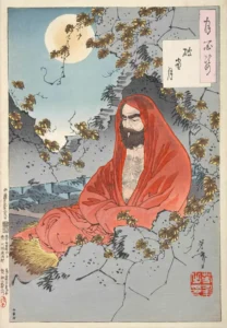 Ulteriori dettagli
"The moon through a crumbling window" in the "A Hundred Aspects of the Moon" series. Bodhidharma, by Yoshitoshi, 1887. foto licenza CC