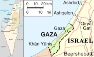 cartina geografica della striscia di Gaza 