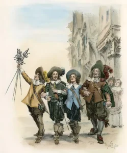 Disegno che rappresenta Dartagnan e i tre moschettieri.