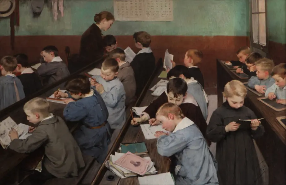 Henri Jules Jean Geoffroy, Il classe, il lavoro dei piccoli, 1889 la maestra