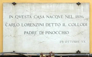 Via taddea 21, casa  Carlo lorenzini, lapide nascita carlo lorenzini detto il collodi padre di pinocchio, 1941 o 1942.jpg