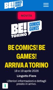 Be Comics be games annuncio su home page