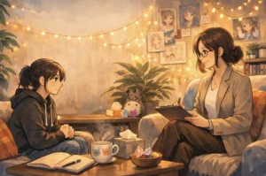 psicologa e paziente in una seduta a casa