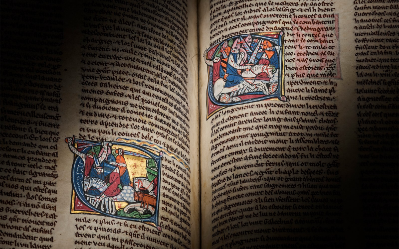Manoscritto medioevale merlino in Asta Christies's foto da Christie's