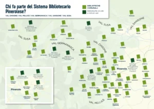 Mappa del sistema Bibliotecario Pinerolese.