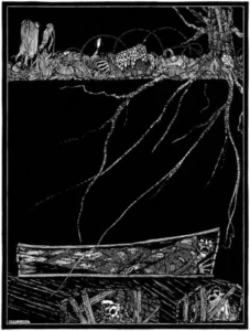 Illustration for Edgar Allan Poe's story "The Premature Burial" by Harry Clarke (1889-1931), published in 1919.