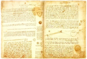 Codex Leicester Hammer 2A – Fol.35v (left) and Fol.2r (right)