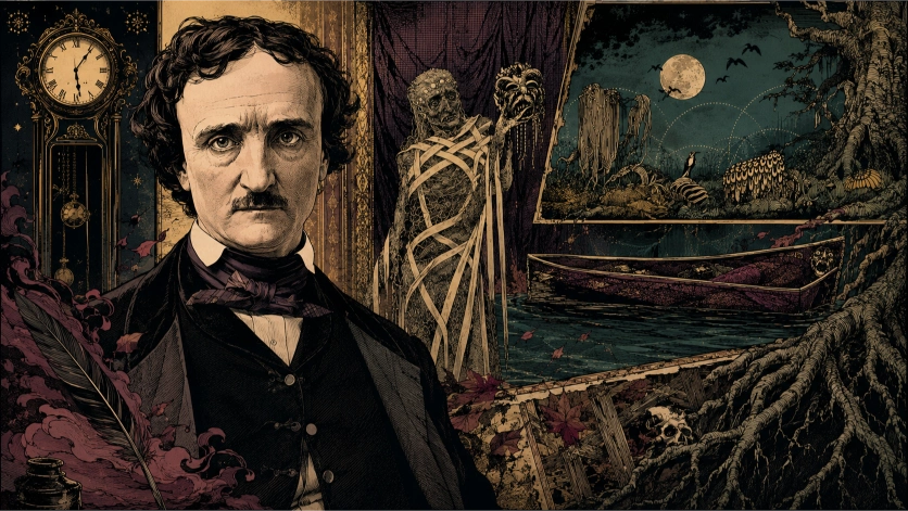 edgar allan poe immagine ia stile graphic novel