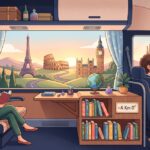 Una biblioteca in un autobus, immagine generata con AI
