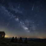 cielo stellato con persone che guardano ke stelle cadenti