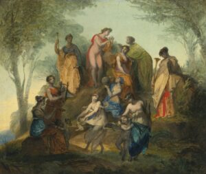 Dipinto "Apollo e le Nove Muse sul Monte Parnaso" Attribuito a Pierre-Paul Prud'hon, Olio su tela Collezione privata