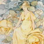 Disegno di una fata tra i fiori, immagine evocativa della fata madrina.