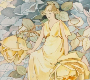 Disegno di una fata tra i fiori, immagine evocativa della fata madrina.