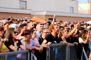 Folla che guarda un evento entusiasta