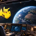 Pikachu all'interno di un astronave